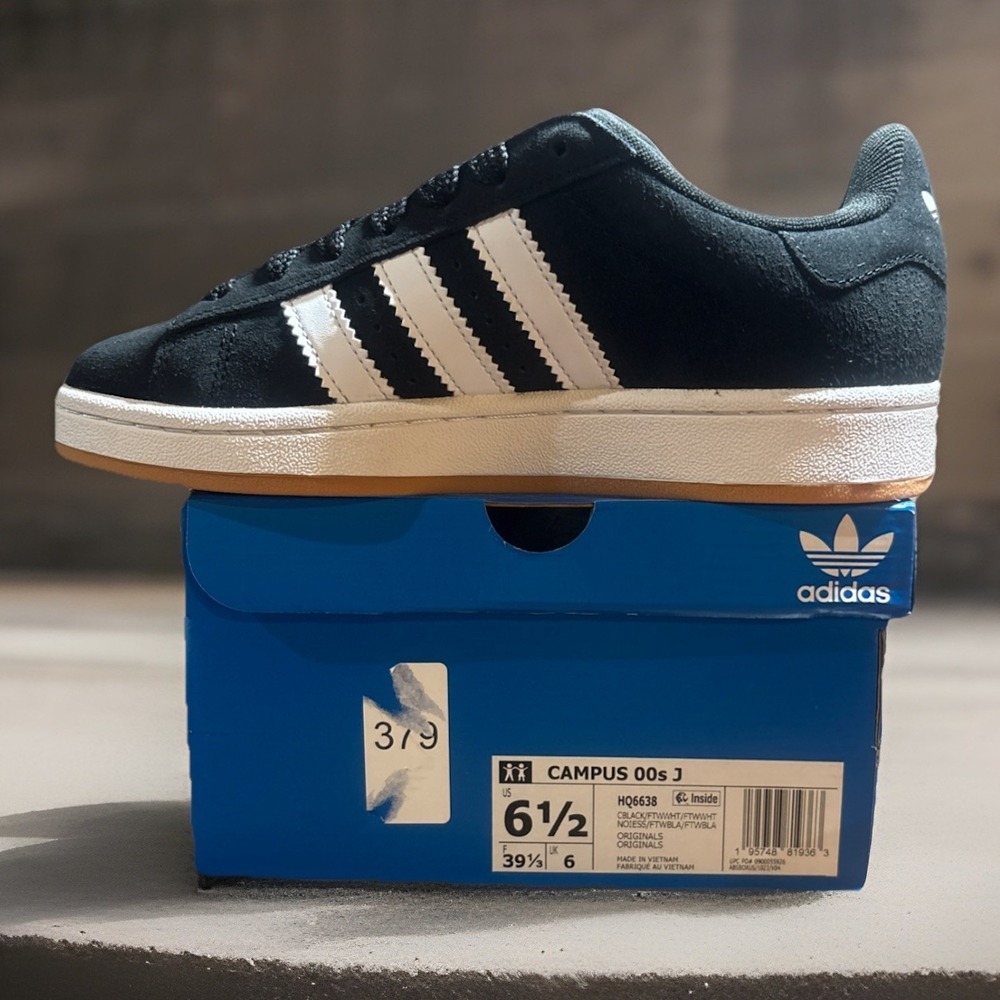 Size 6.5 Youth- adidas Campus 00s Low Black White Gum No Box